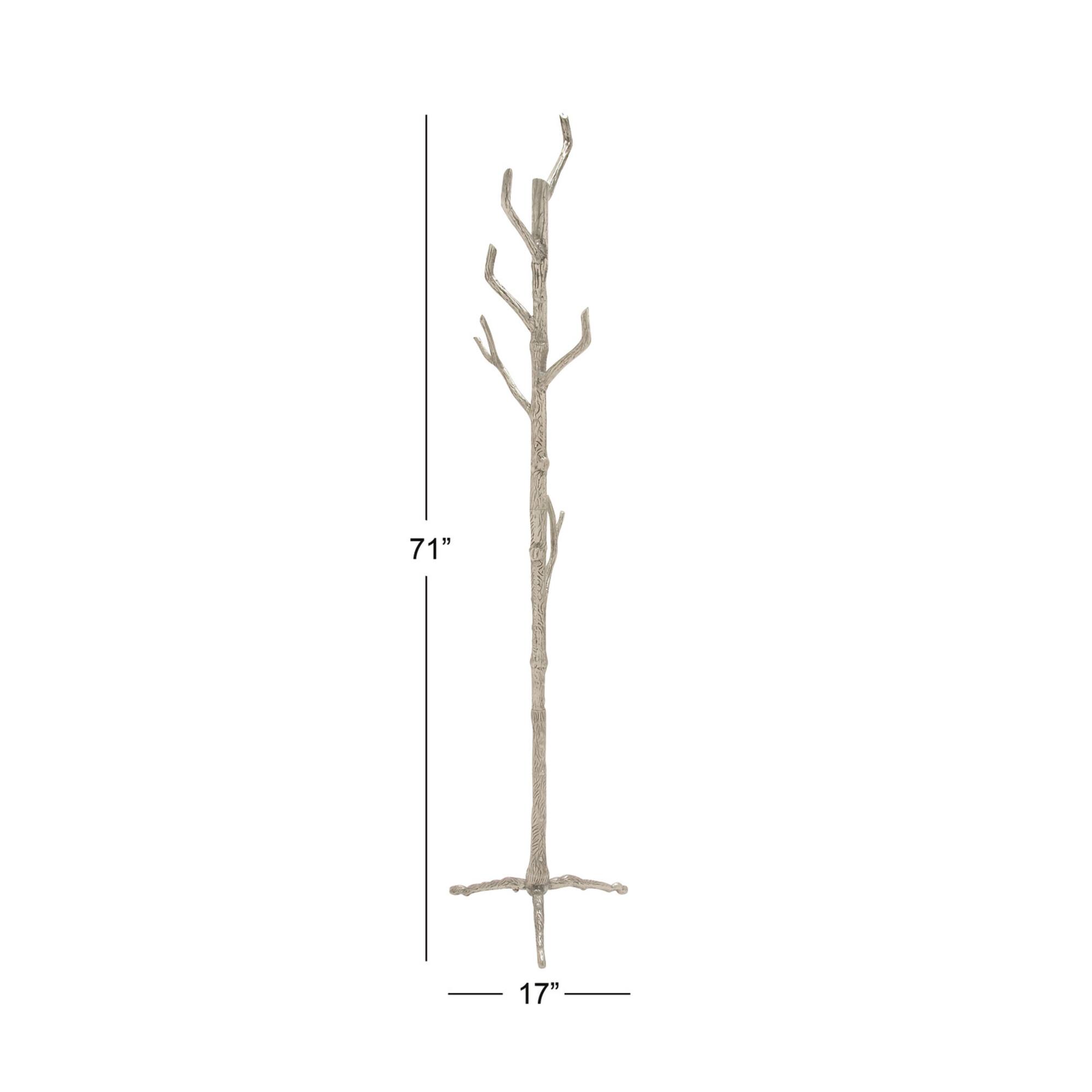 Silver Aluminum Eclectic Coat Rack, 71" x 17" x 17"
